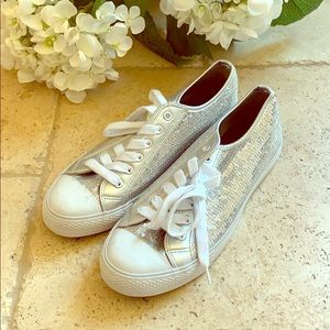 Converse style silver sequin sneakers 10